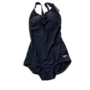 Speedo Women's One Piece UPF 50 Protect Conservative Swimwear In Black Size 6